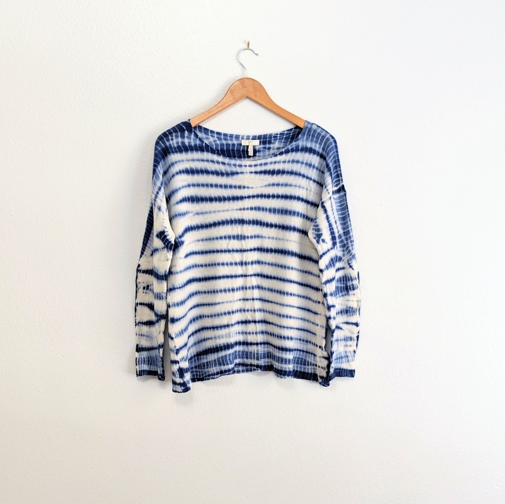 Joie Cashmere Blue and White Long Sleeve Sweater